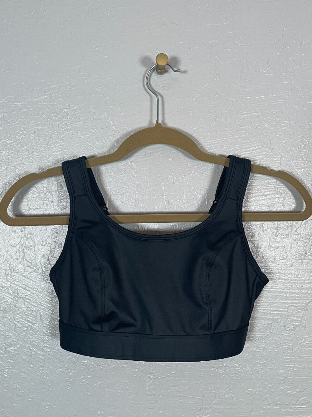 Title Nine Women 34C Black Tech Athena Sports Bra High Impact Running Athletic